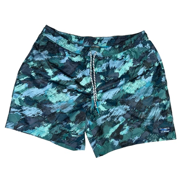 LL‎ Bean Classic Outdoor Swim Trunks Size XXL 38x8 Mesh Lined Blue Water Color - Picture 1 of 9